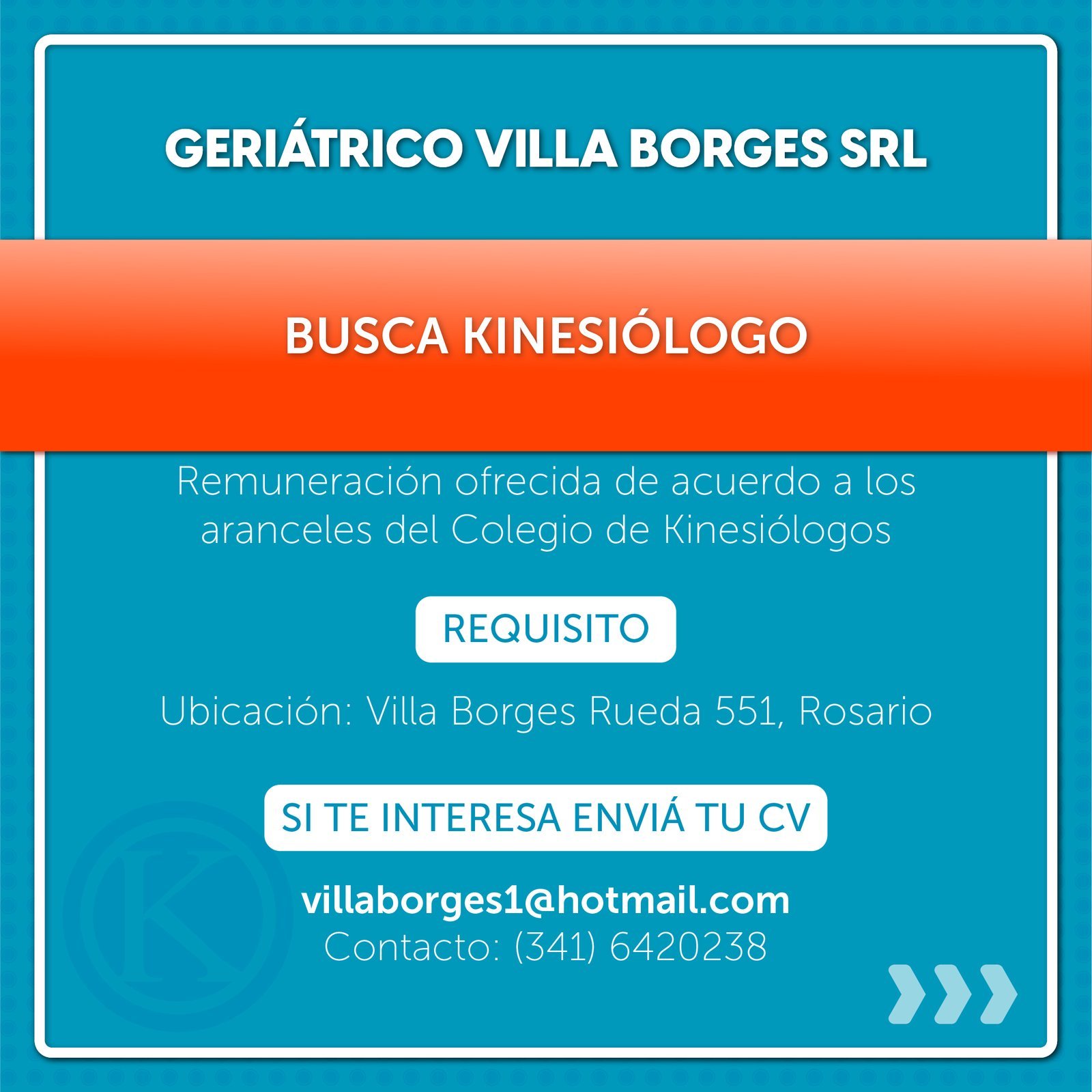Geriátrico Villa Borges busca kinesiólogo