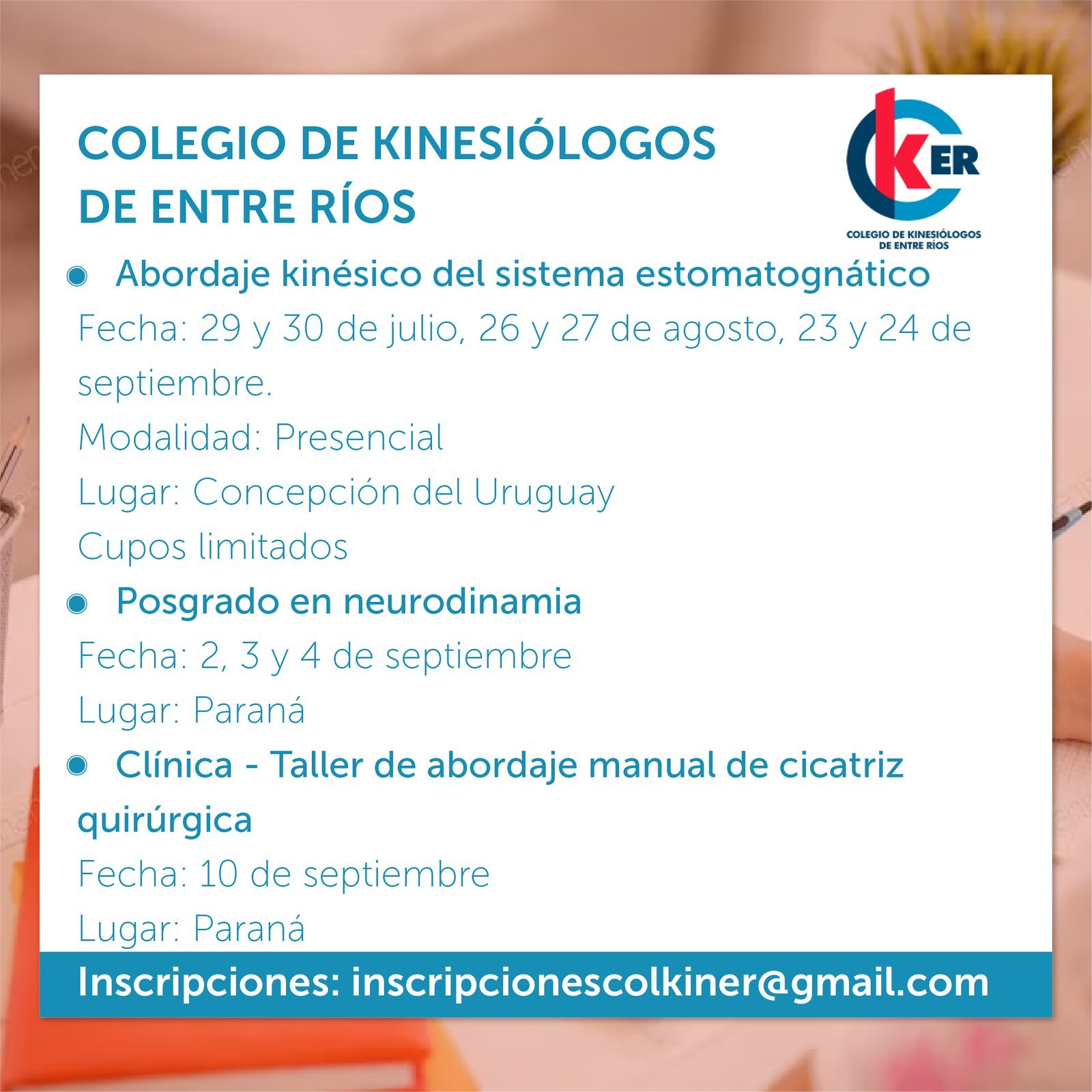 Formaciones: Colegio de Kinesiólogos de Entre Ríos