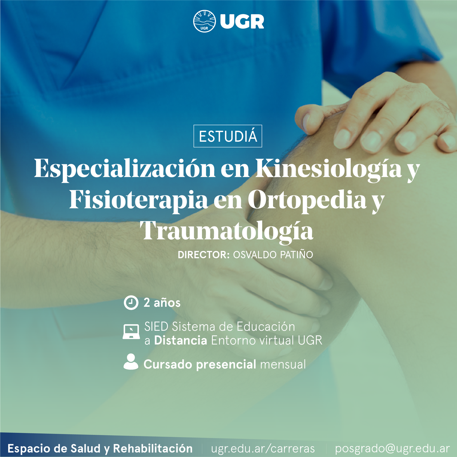Formación: Especialización en Kinesiología y Fisioterapia en Ortopedia y Traumatología