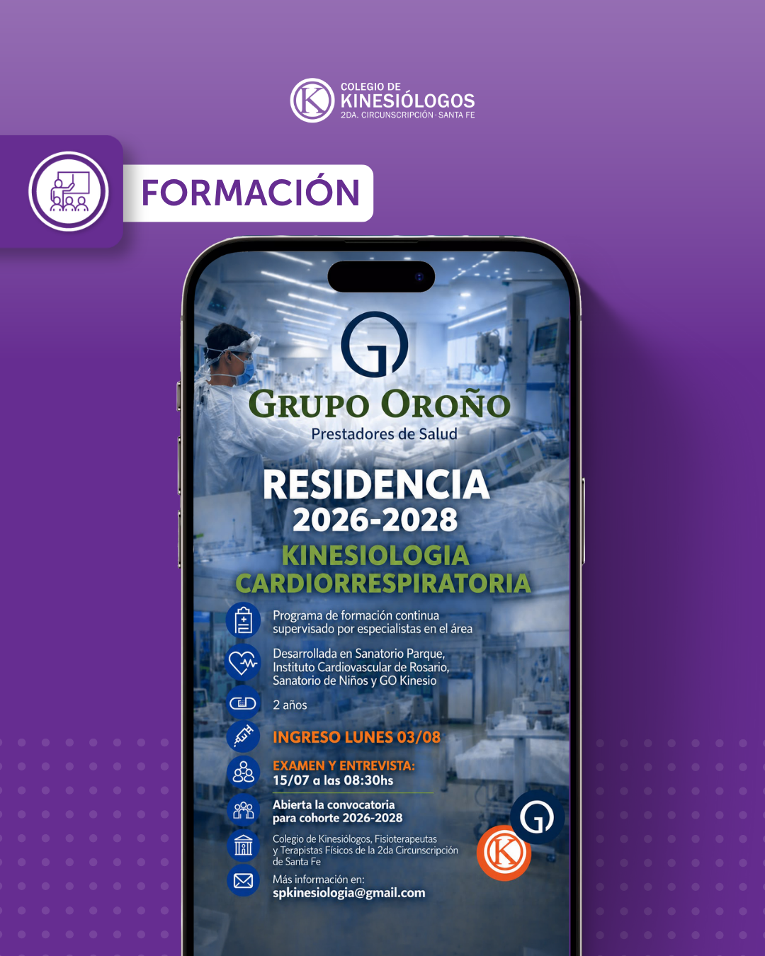 Residencia en Kinesiología y Fisiatría Cardiorrespiratoria de Grupo Oroño